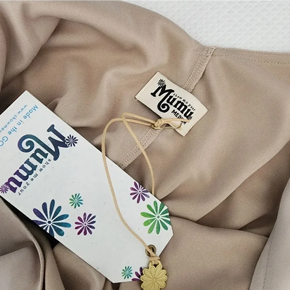 Show Me Your MuMu Soft Cream Tan Pink Sleeveless V-Neck Maxi Dress